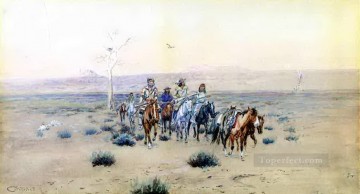 Amerikanischer Indianer Werke - Fallensteller die den Prärie 1901 Charles Marion Russell Indianer kreuzen